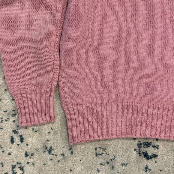 Vintage 80s light pink wool pearl buttons fair isle Eddie Bauer sweater Medium - Picture 8 of 10